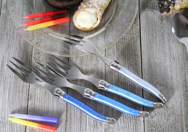 French Home French Home Set Of 4 Laguiole Shades Of Blue Cake Forks