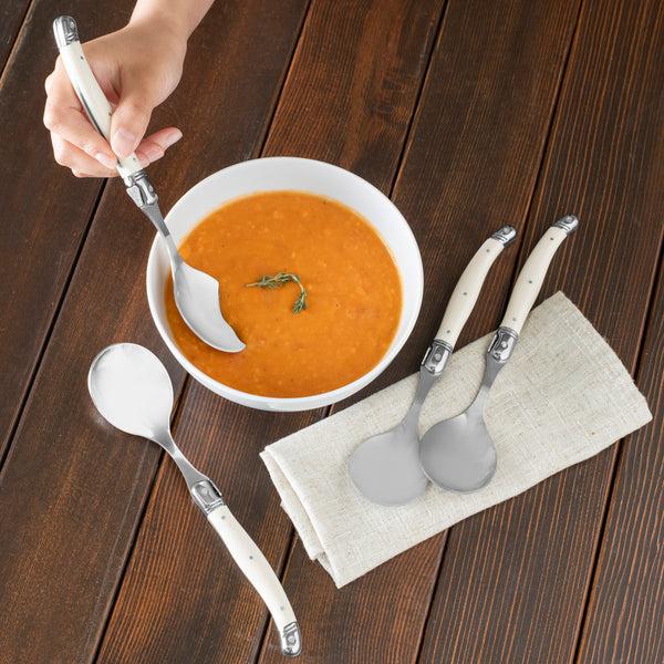 French Home French Home Set Of 4 Laguiole Soup Spoons With Faux Ivory Handles