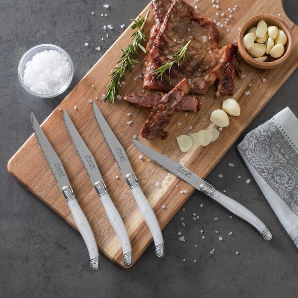 French Home French Home Set Of 4 Laguiole Steak Knives Pearlized White