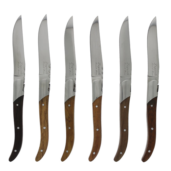 french home French Home Set of 6 Laguiole Connoisseur Assorted Wood Steak Knives(LG006)