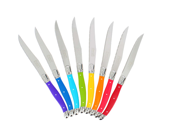 french home French Home Set of 8 Laguiole Steak Knives Rainbow Colors
