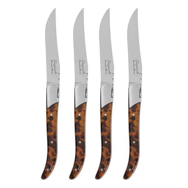 french home French Home Tortoise Shell 4-Piece Laguiole Connoisseur Steak Knife Set