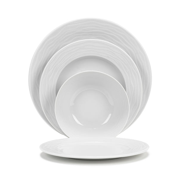 French Home French Home White Wave Porcelain 16-Piece Dinnerware Set
