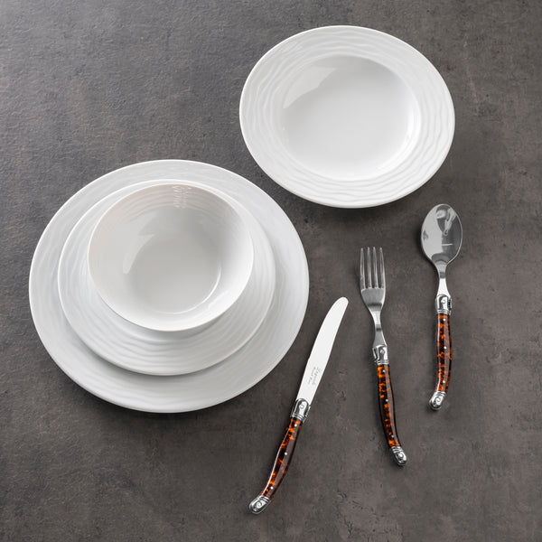 French Home French Home White Wave Porcelain 16-Piece Dinnerware Set