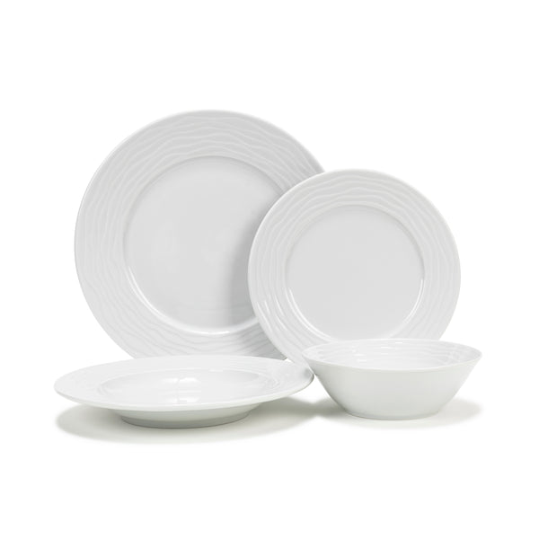 french home French Home White Wave Porcelain 16-Piece Dinnerware Set