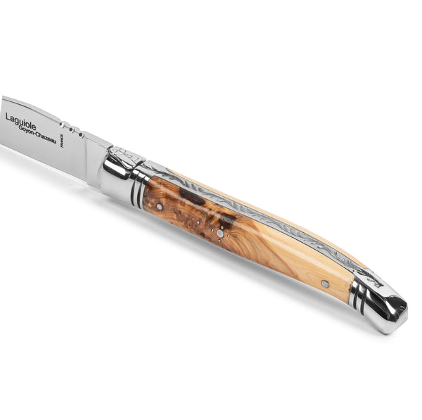 French Home Goyon-Chazeau Set Of 4 Laguiole Steak Knives With Juniper Wood Handles