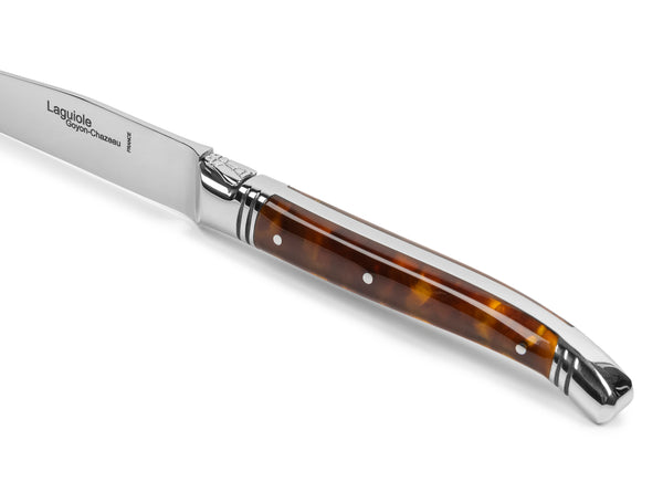 French Home Goyon-Chazeau Set Of 4 Laguiole Steak Knives With Tortoise Shell Handles