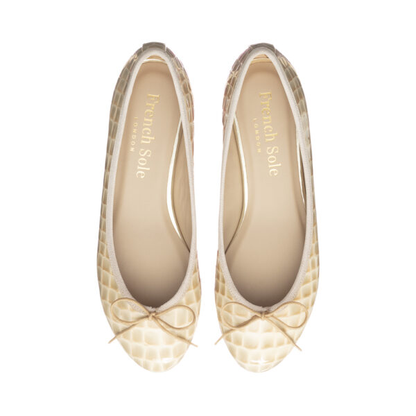french sole Amelie Beige Patent Crocodile Leather (AML608)
