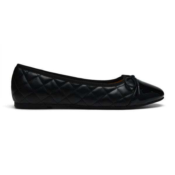 French Sole Amelie Black Quilted Black Patent Toe Leather (AML481)