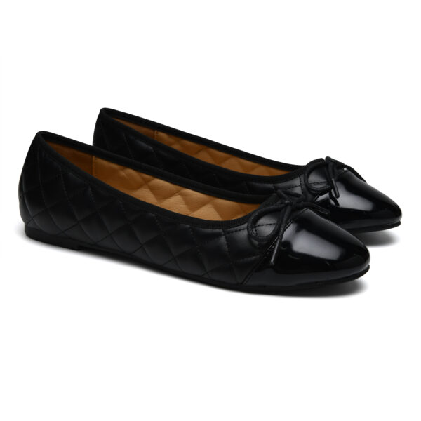 French Sole Amelie Black Quilted Black Patent Toe Leather (AML481)