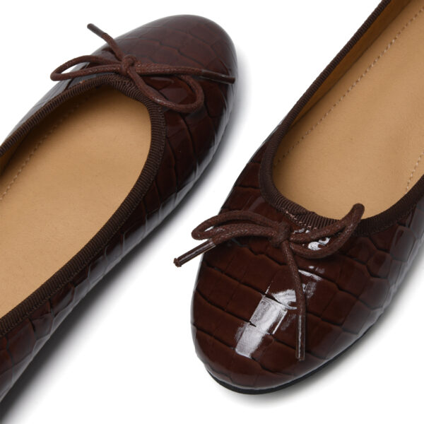 French Sole Amelie Chocolate Brown Crocodile (AML999)