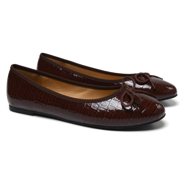 French Sole Amelie Chocolate Brown Crocodile (AML999)