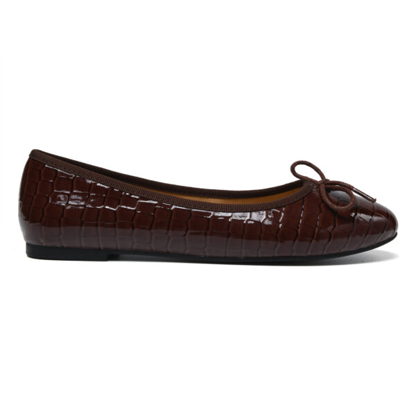 French Sole Amelie Chocolate Brown Crocodile (AML999)