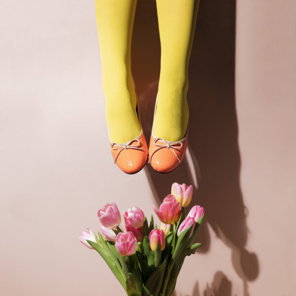 French Sole Amelie Coral Patent Crocodile Leather (AML1047)