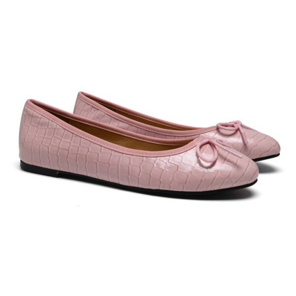 French Sole Amelie Dusky Pink Patent Crocodile Leather (AML661)