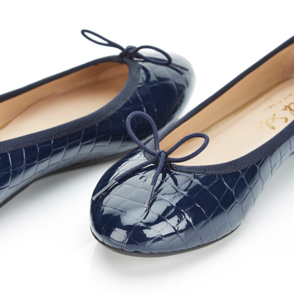 French Sole Amelie Navy Patent Crocodile Leather (AML168)
