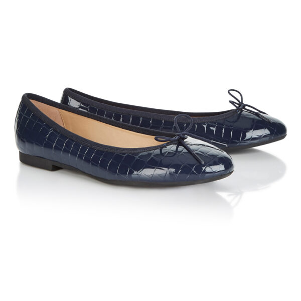 French Sole Amelie Navy Patent Crocodile Leather (AML168)