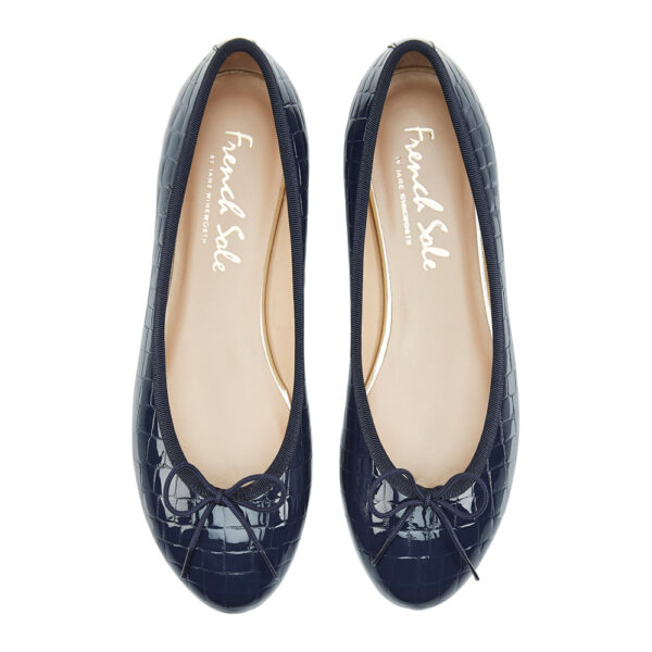 french sole Amelie Navy Patent Crocodile Leather (AML168)
