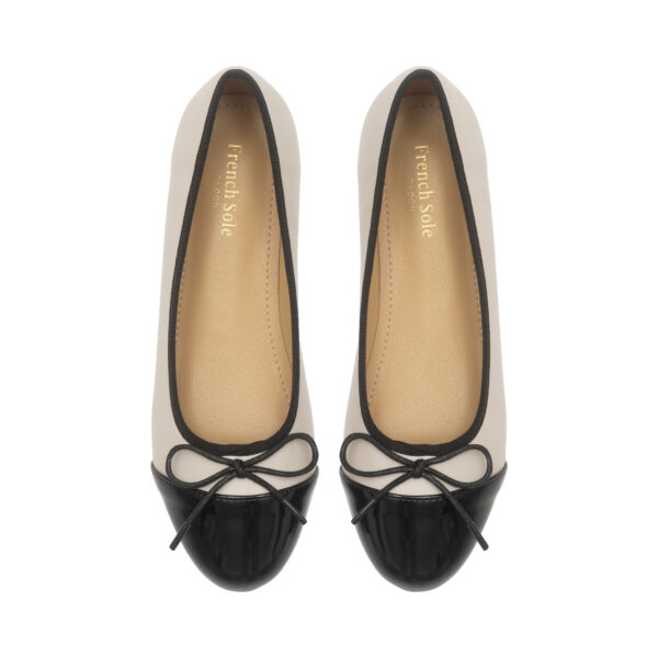 french sole Amelie Off White Leather With Black Patent Toe (AML166)