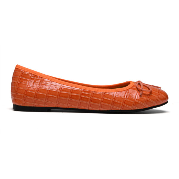 French Sole Amelie Orange Patent Crocodile Leather (AML884)