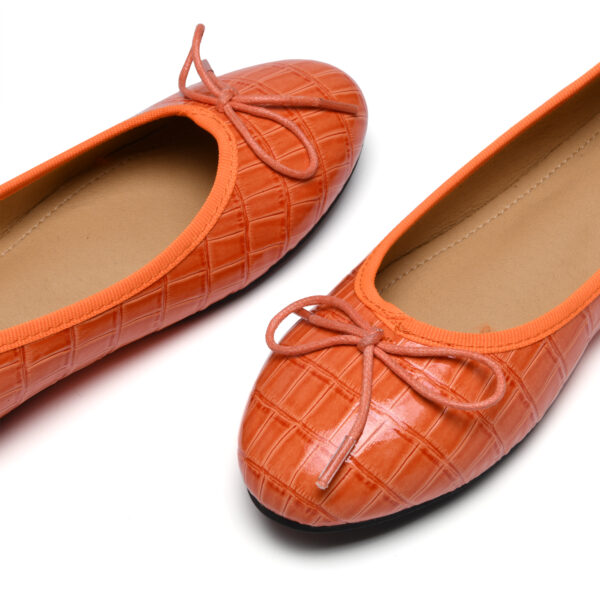 French Sole Amelie Orange Patent Crocodile Leather (AML884)