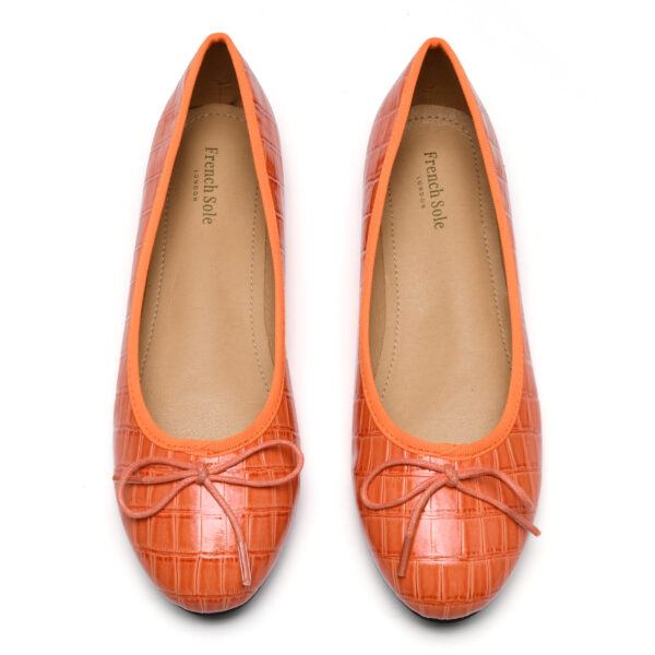 french sole Amelie Orange Patent Crocodile Leather (AML884)