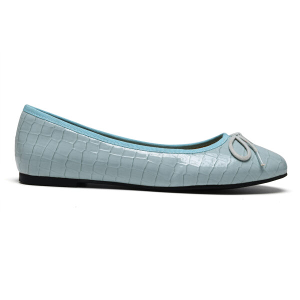 French Sole Amelie Pale Blue Patent Crocodile Leather (AML976)