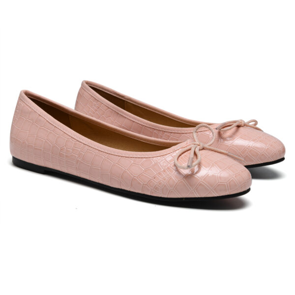French Sole Amelie Pale Pink Patent Crocodile Leather (AML1471)