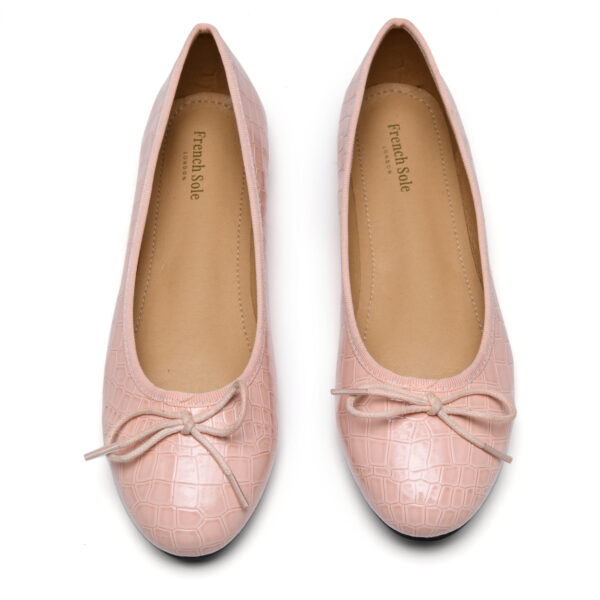 french sole Amelie Pale Pink Patent Crocodile Leather (AML1471)