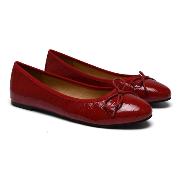 French Sole Amelie Rasberry Red Patent Crocodile (AML886)
