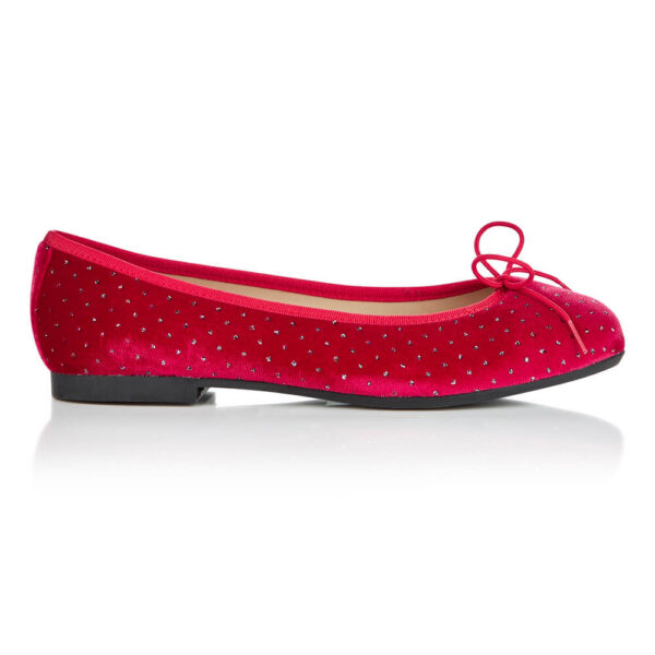 French Sole Amelie Red Silver Dot Pattern Velvet (AML1111)