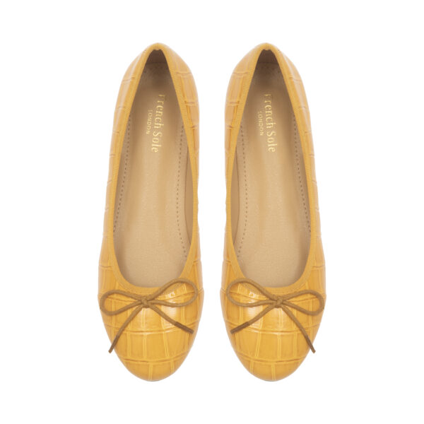 french sole Amelie Tumeric Patent Crocodile Print Leather (AML708)