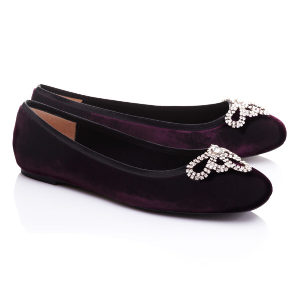 French Sole Audrey Burgundy Velvet With Crystal Trim (AU49)
