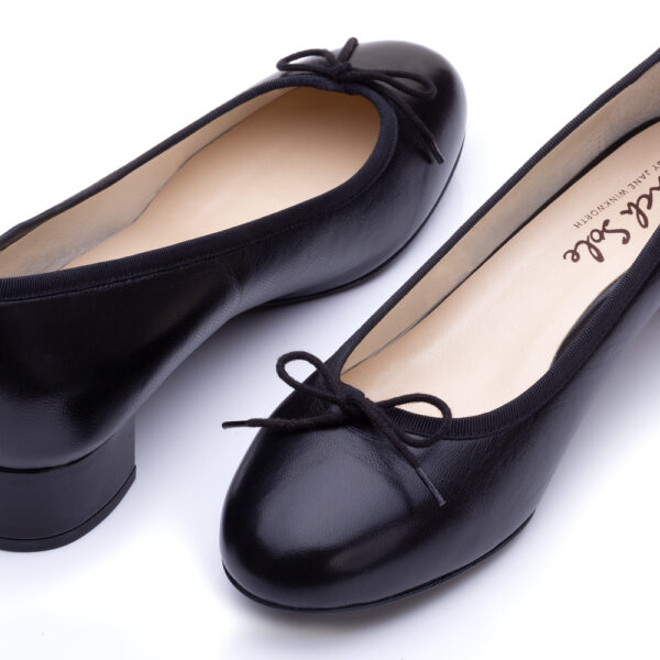 French Sole Bespoke Henrietta Black Leather Heels (BES12)