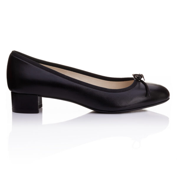 French Sole Bespoke Henrietta Black Leather Heels (BES12)
