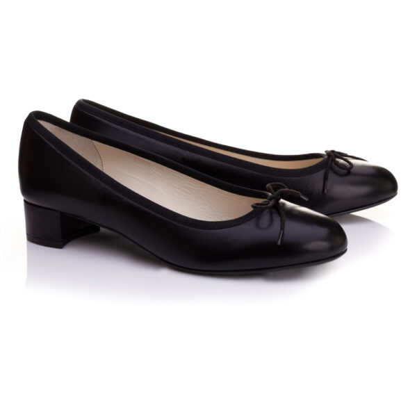 French Sole Bespoke Henrietta Black Leather Heels (BES12)