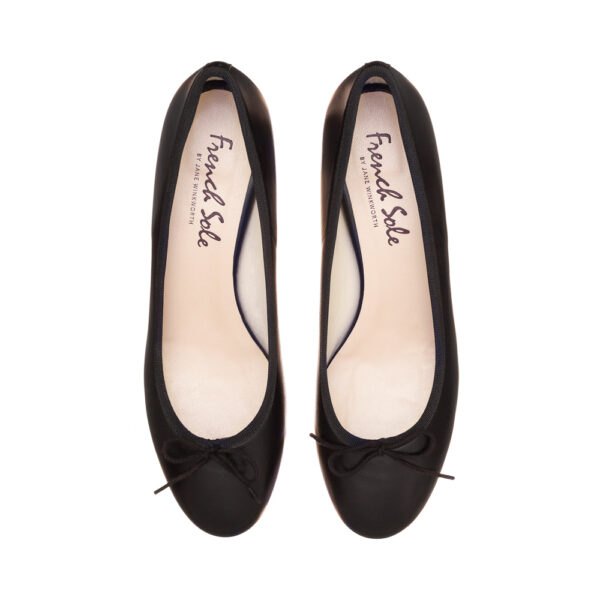 french sole Bespoke Henrietta Black Leather Heels (BES12)