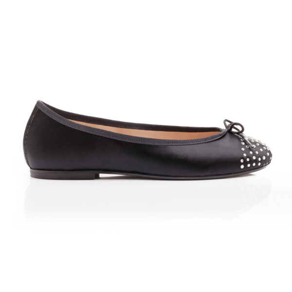 French Sole Bespoke Henrietta Black Satin Rhinestone (BES01)