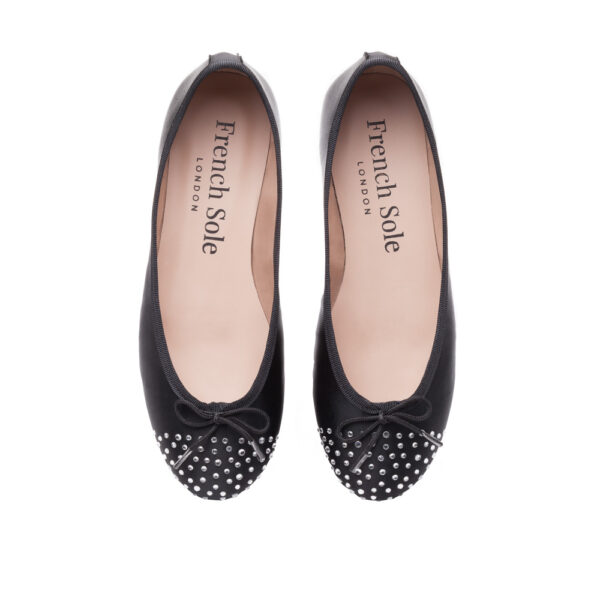 french sole Bespoke Henrietta Black Satin Rhinestone (BES01)