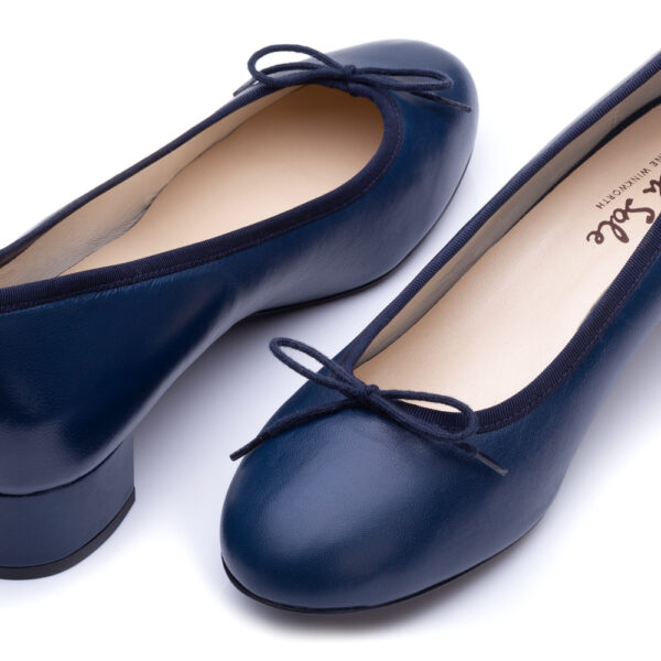 French Sole Bespoke Henrietta Navy Leather Heels (BES15)