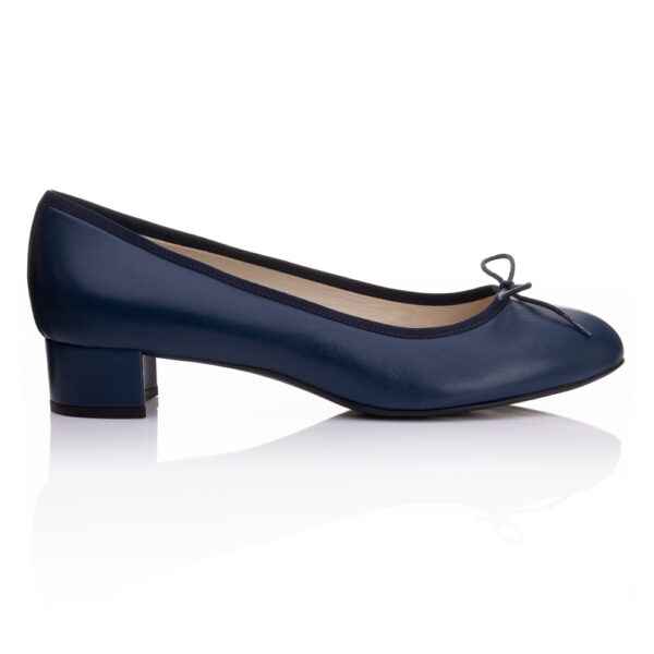 French Sole Bespoke Henrietta Navy Leather Heels (BES15)