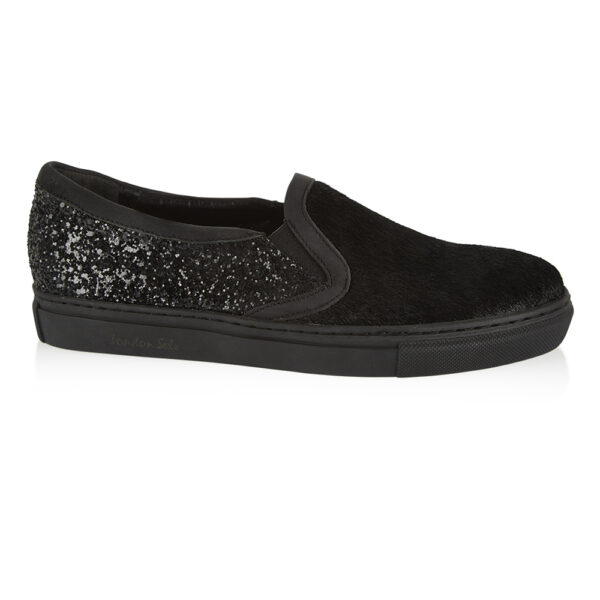 French Sole Board Walker Black Calf Hair Glitter (BW13)