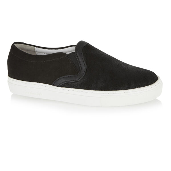 French Sole Board Walker Black Pony Hair Black Suede (BW06)