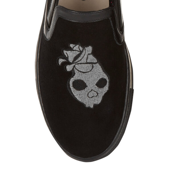 French Sole Board Walker Black Velvet Skull Embroidery (BW45)