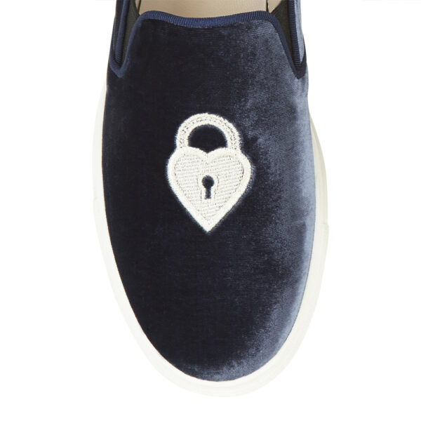 French Sole Board Walker Blue Velvet Lock And Key Embroidery (BW42)