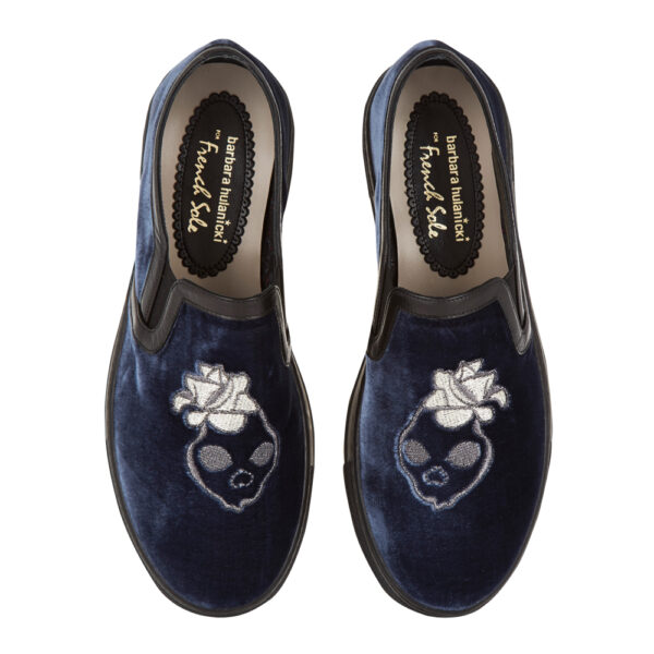 french sole Board Walker Blue Velvet Skull Embroidery (BW44)