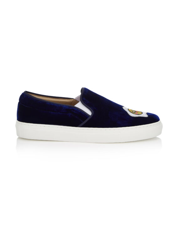 French Sole Board Walker Blue Velvet With Egg Embroidery (BW66)
