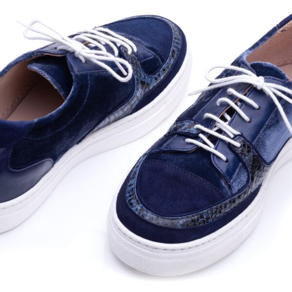 French Sole Board Walker Navy Snake White Lace Leather (BW70)