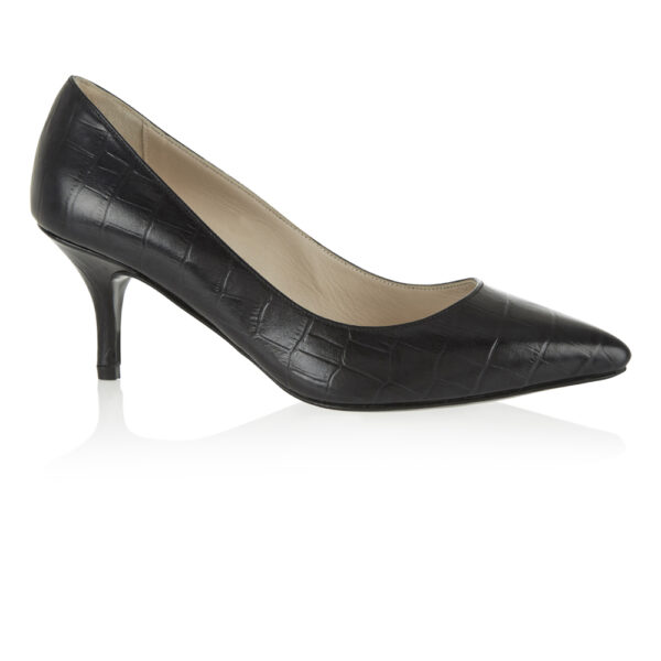 French Sole Brenda Heel Black Crocodile Leather (BMH01)