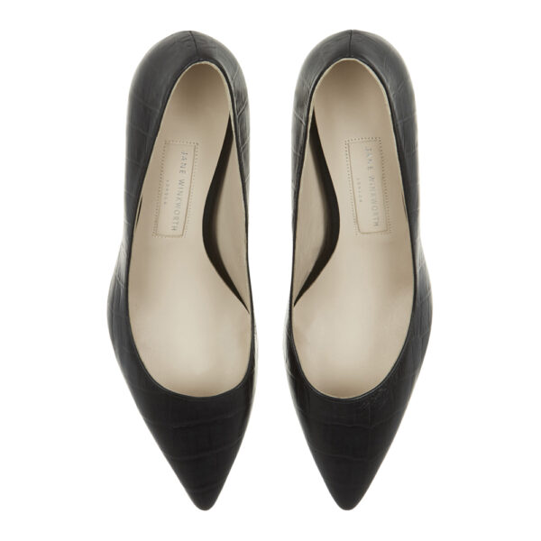 French Sole Brenda Heel Black Crocodile Leather (BMH01)